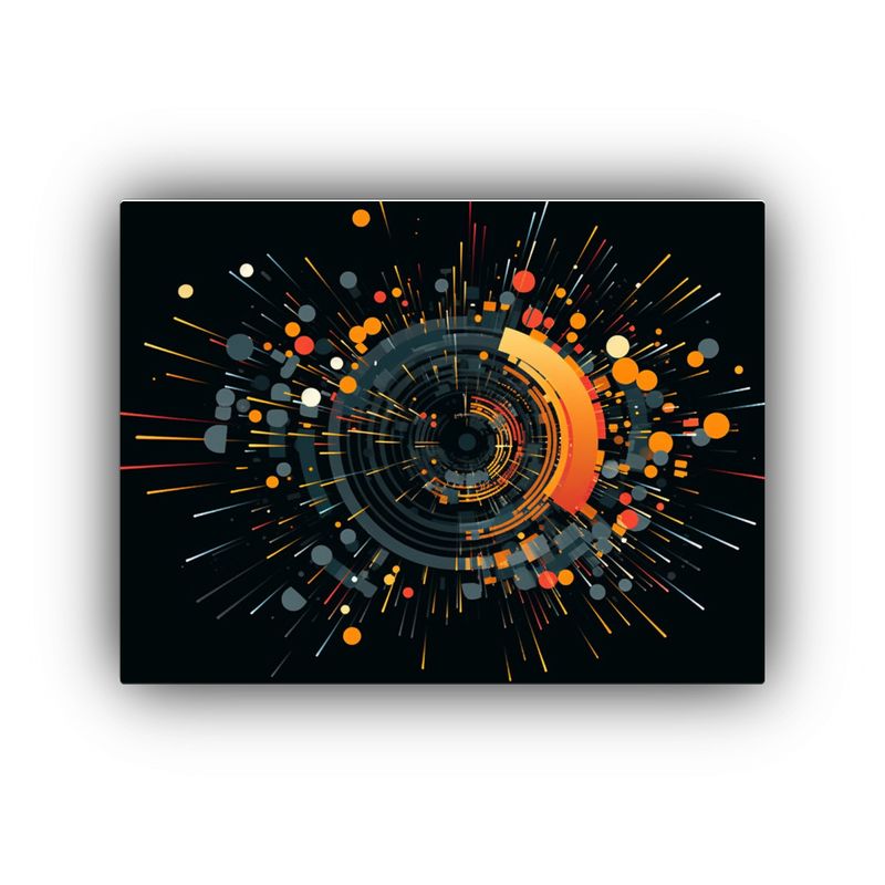 GENERICO - Cuadro Multicolor Expresivo En Lienzo Sobre Fondo Negro 120x80cm