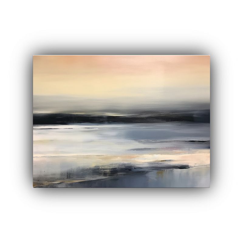 GENERICO - Pintura Abstracta Del Mar En Color Gris Claro 120x80cm