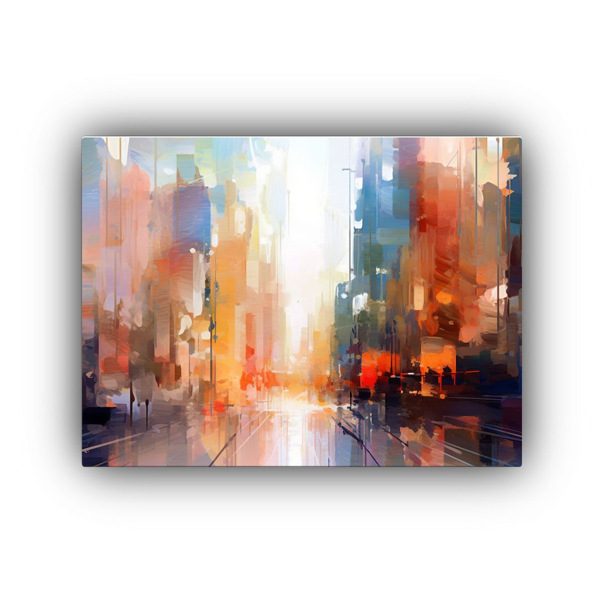 GENERICO - Cuadro Lienzo Forma Comedor Urbano Colores Vibrantes Sin Gen 120x80cm