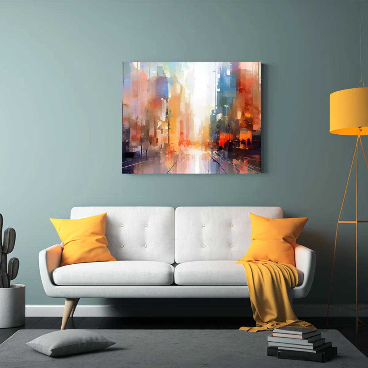 GENERICO - Cuadro Lienzo Forma Comedor Urbano Colores Vibrantes Sin Gen 120x80cm