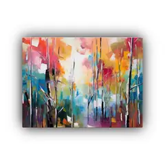 GENERICO - Cuadro Moderno De Bosque Colorido En Lienzo Conceptual 120x80cm