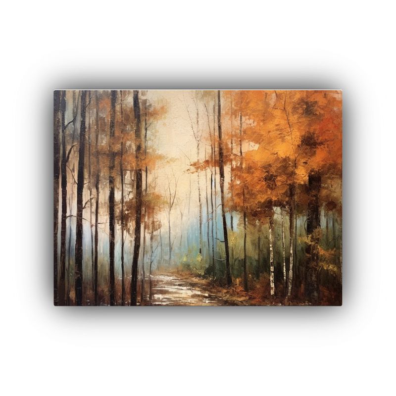 GENERICO - Pintura Al óleo De Un Bosque En Otoño Con Técnica Tradici 120x80cm