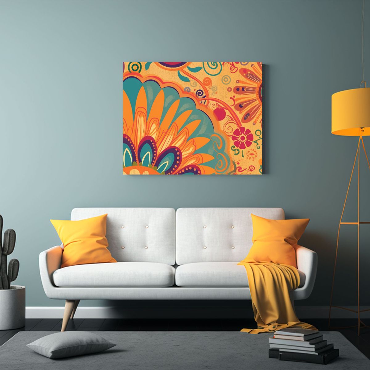 GENERICO - Cuadro En Bastidor Tonos Esquema Imaginación Floreciente Al 120x80cm