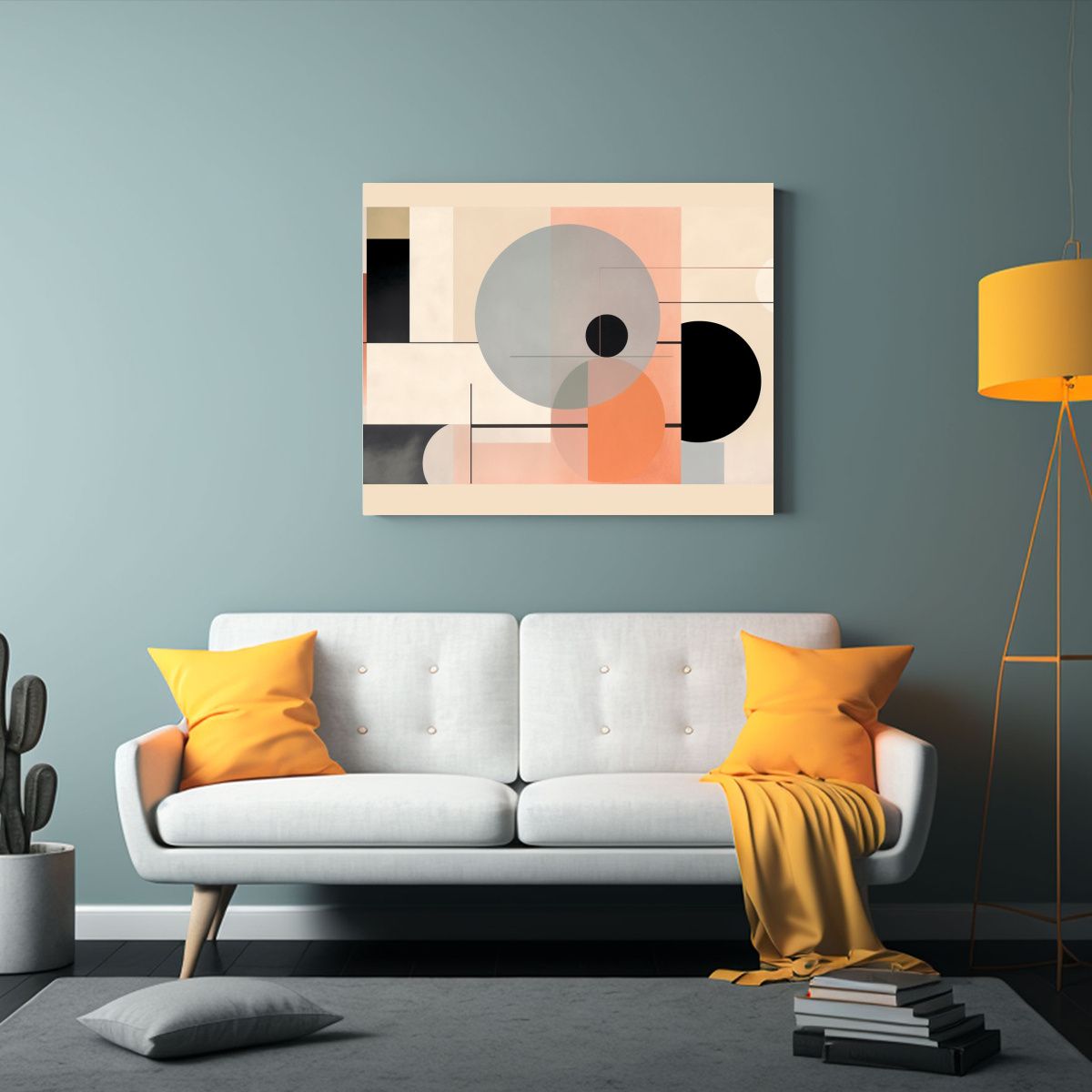 GENERICO - Pintura Abstracta Geométrica Con Colores Pastel Y Superposi 120x80cm