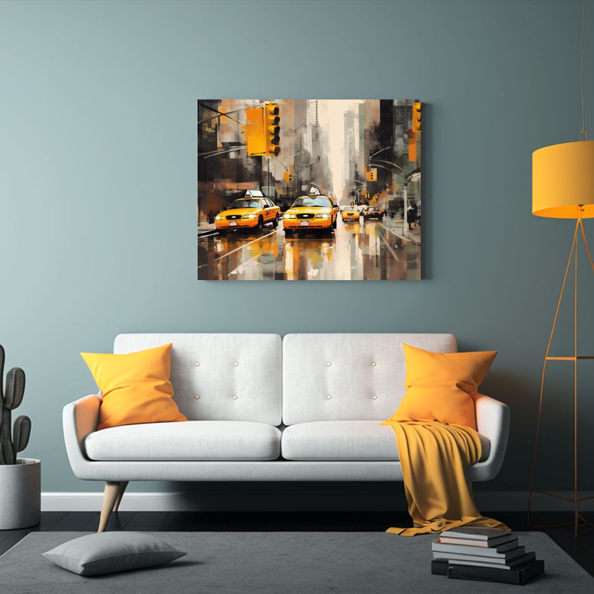 GENERICO - Cuadro Digital De Nueva York Hombre Y Vista De La Calle Ri 120x80cm