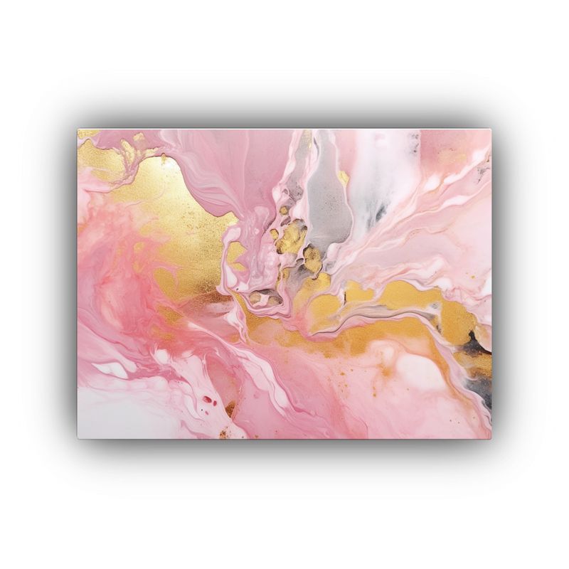 GENERICO - Cuadro Abstracto Mármol Rosa Y Dorado Composición Equilibr 120x80cm