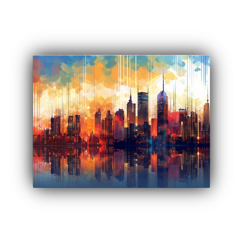 GENERICO - Cuadro Abstracto De Paisaje Urbano Moderno En Nueva York Ex 120x80cm