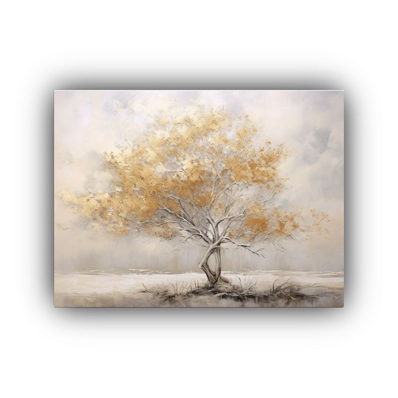 GENERICO - Pintura Árbol Beige Estilo Vanguardia En Lienzo Figuras 120x80cm