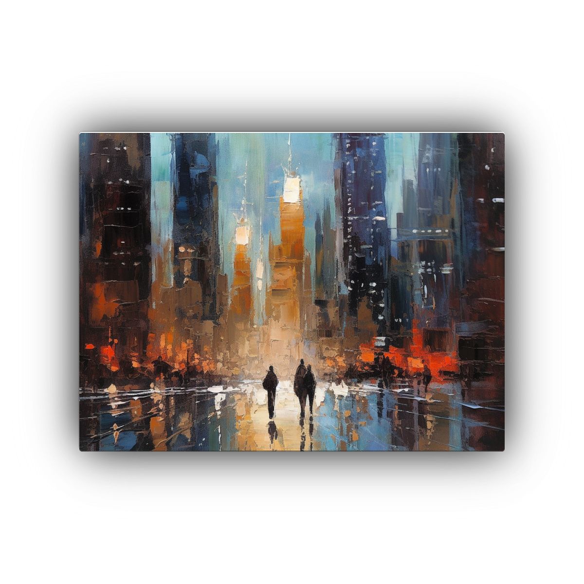 GENERICO - Cuadro Abstracto De La Silueta De Nueva York En Lluvia 120x80cm