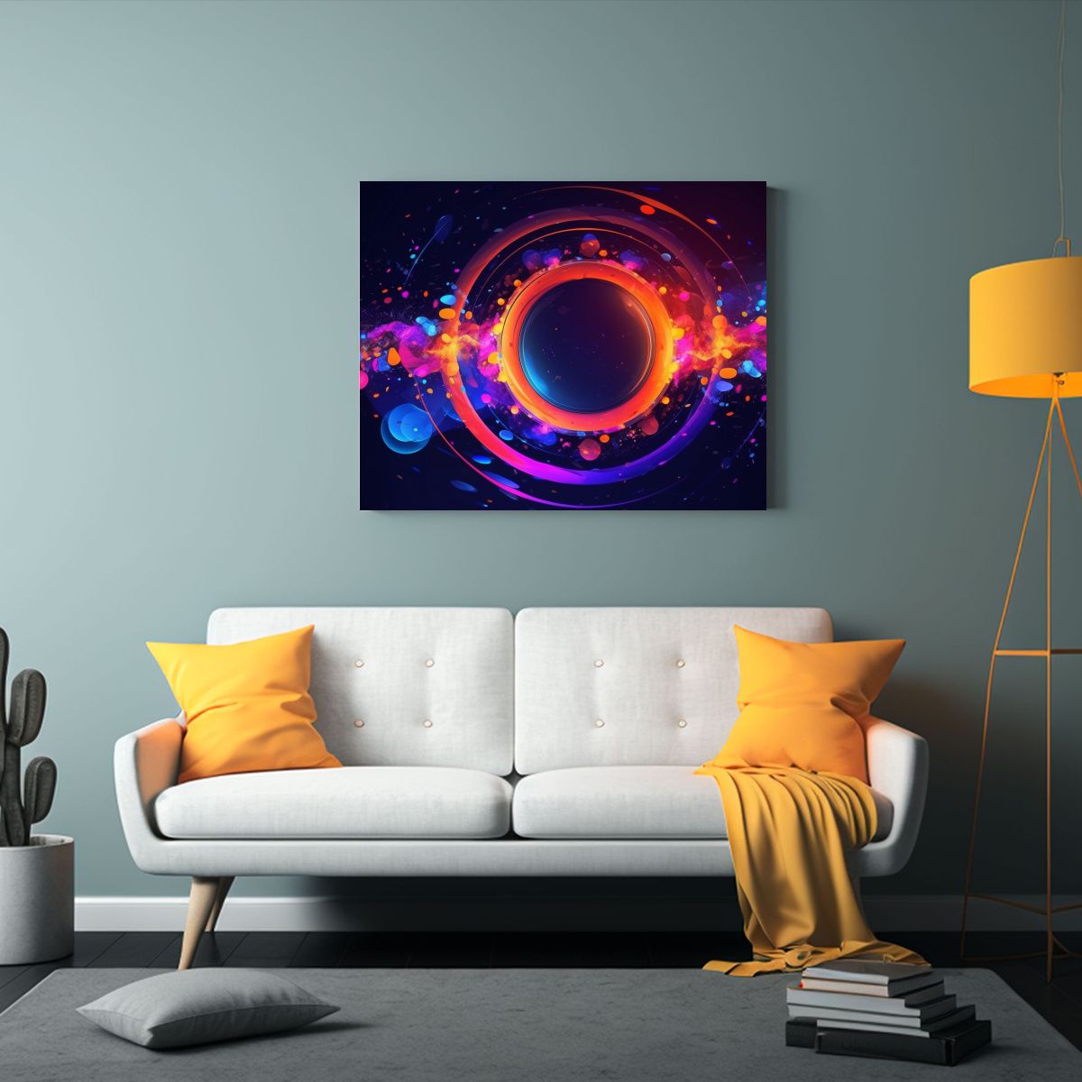 GENERICO - Fondo Plano Cósmico Circular Vibrante Con Estética Abstrac 120x80cm