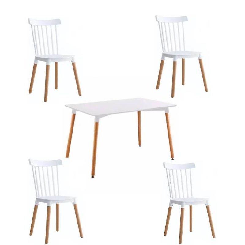 GENERICO - Comedor 4P Windsor Mesa Rectangular Blanca + Sillas windsor blancas