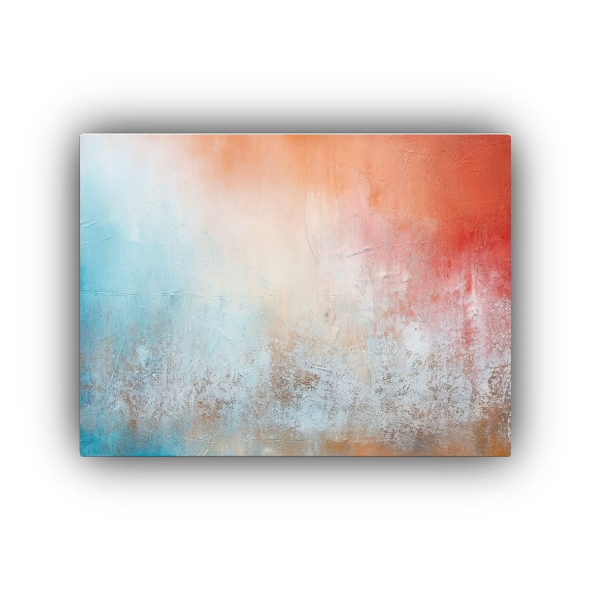 GENERICO - Pintura Abstracta Azul Y Naranja En Bastidor Cuadro De Alta 120x80cm