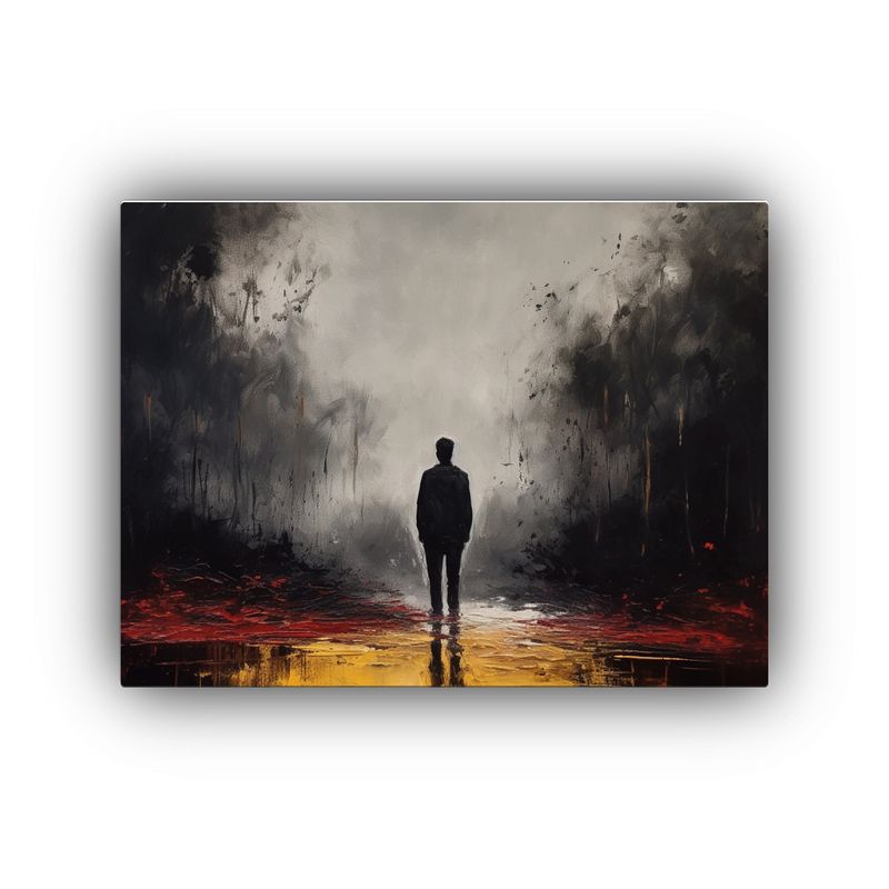 GENERICO - Cuadro Pared Simetría Persona Camino Hacia Fondo Oscuro Ser 120x80cm