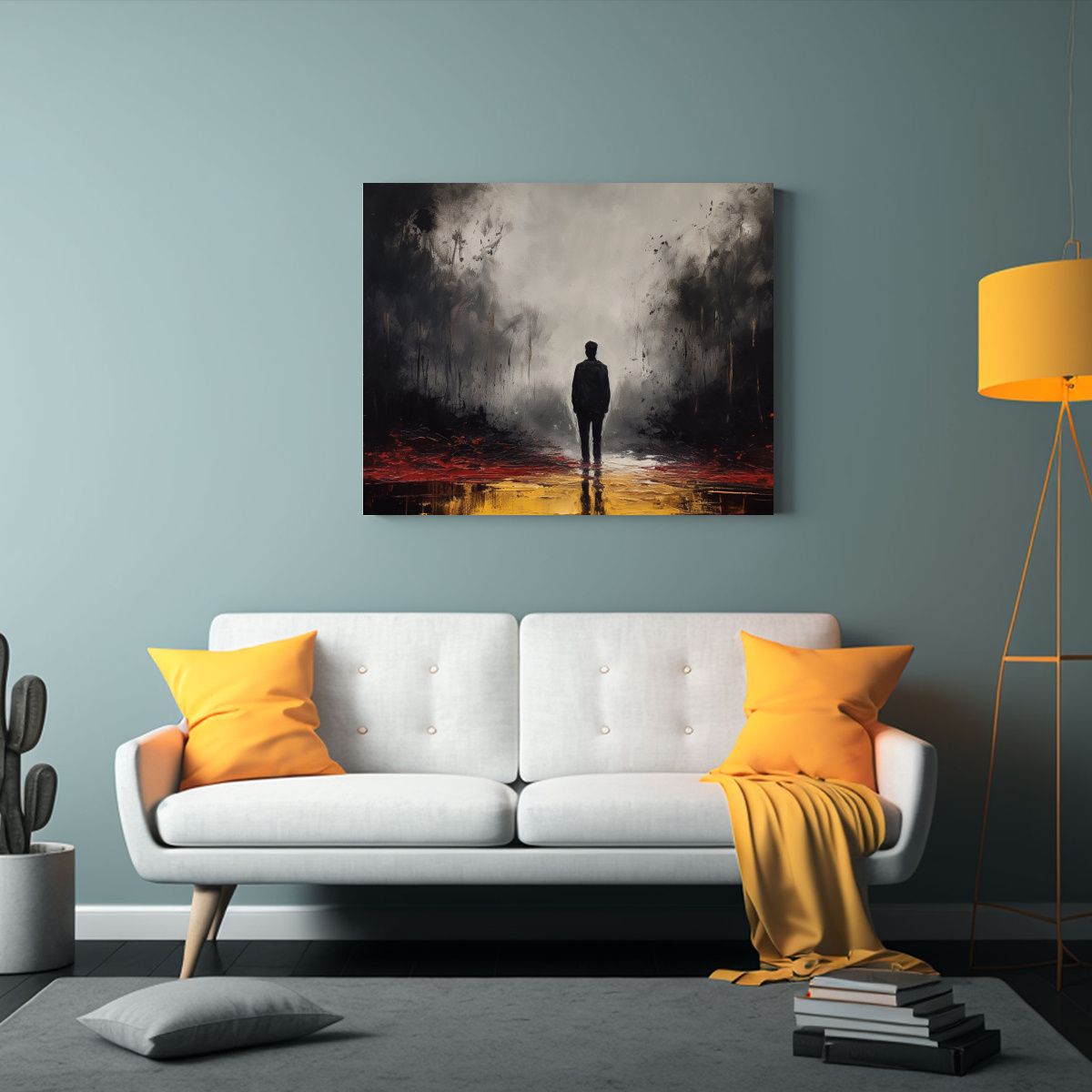 GENERICO - Cuadro Pared Simetría Persona Camino Hacia Fondo Oscuro Ser 120x80cm