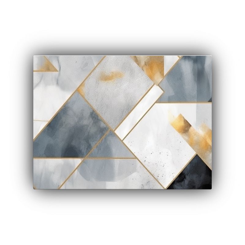 GENERICO - Cuadro Abstracto Tela Forma Geométrica Acuarela Oro 120x80cm