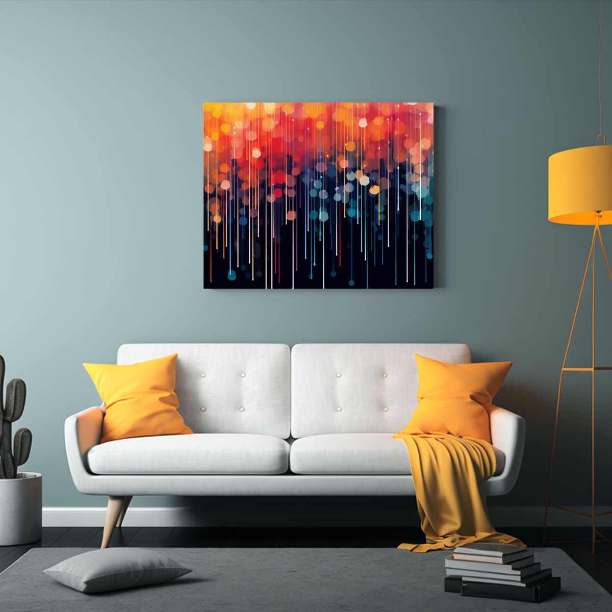 GENERICO - Cuadro Abstracto Diseño Gráfico Lienzo Tela Color Lluvia 120x80cm