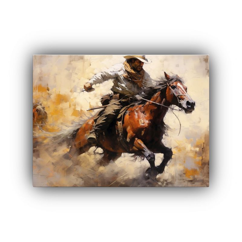 GENERICO - Cuadro De Cowboy Domando Caballo En Gran Lienzo 120x80cm