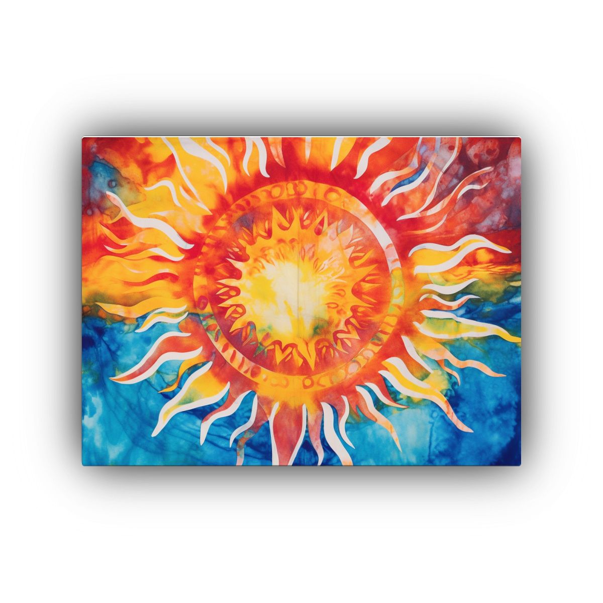 GENERICO - Cuadro Abstracto Duradero Diseño Tie Dye Sol 120x80cm