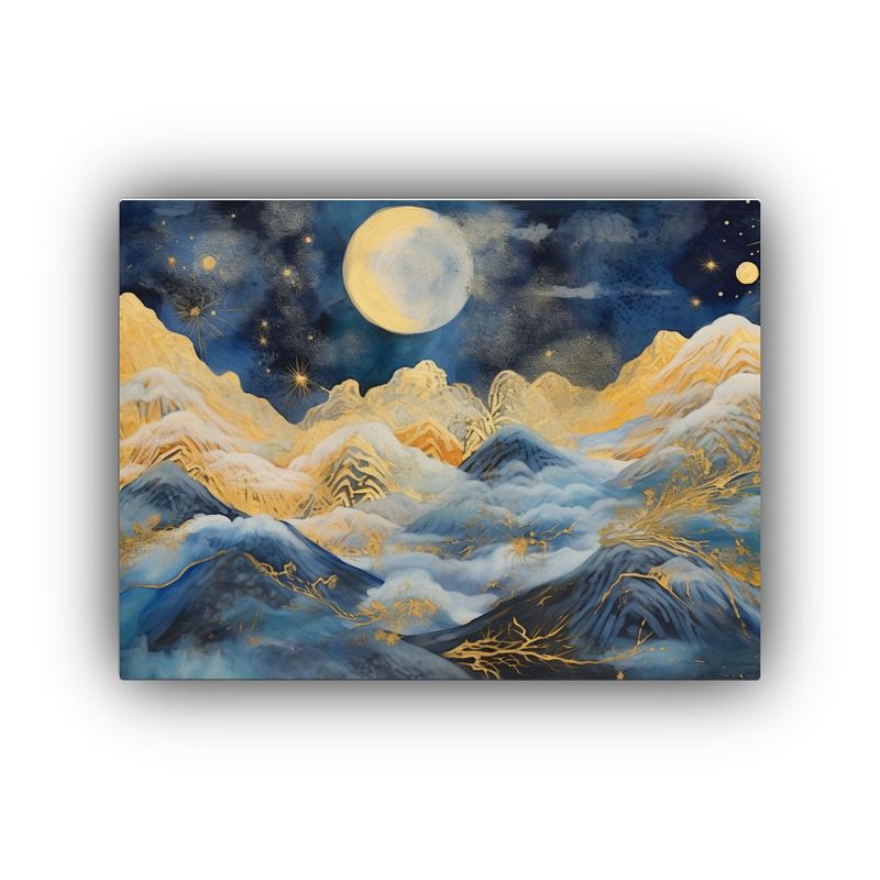 GENERICO - Pintura Al óleo Minimalista De Montaña Nubes Y Luna En Li 120x80cm