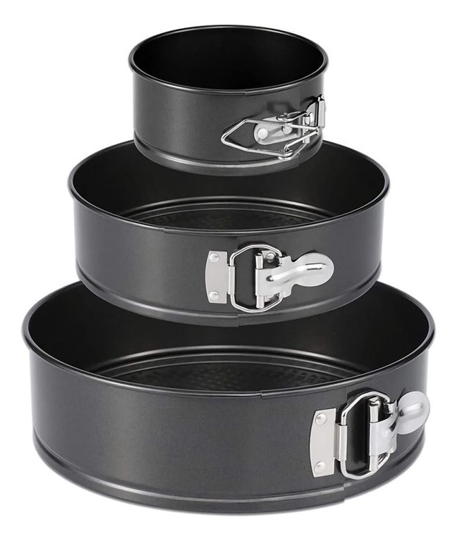 Set 3 Moldes Circular Desmontable Antiadherente Cocina - Gris Oscuro