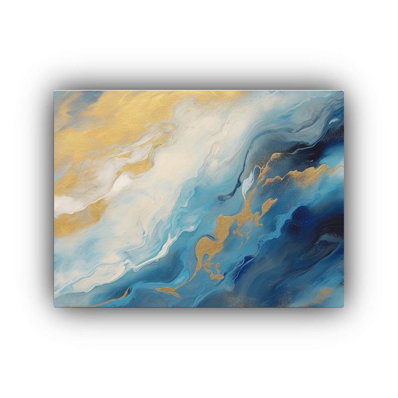 GENERICO - Cuadro Abstracto Azul Con Formas Orgánicas En Tonos De Pode 120x80cm