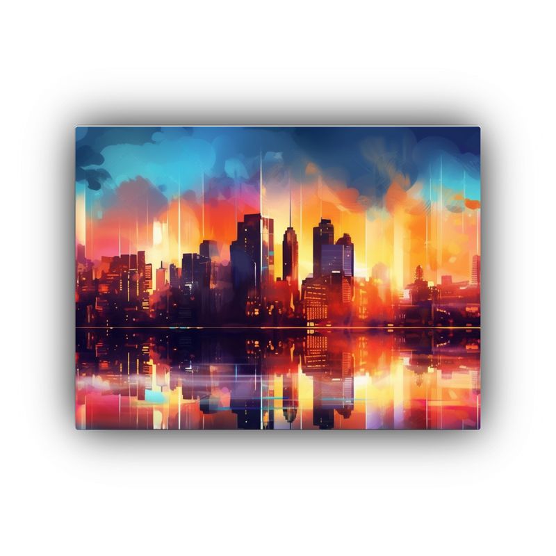 GENERICO - Pintura Decorativa Abstracta Ciudad Simétrica Al Atardecer 120x80cm