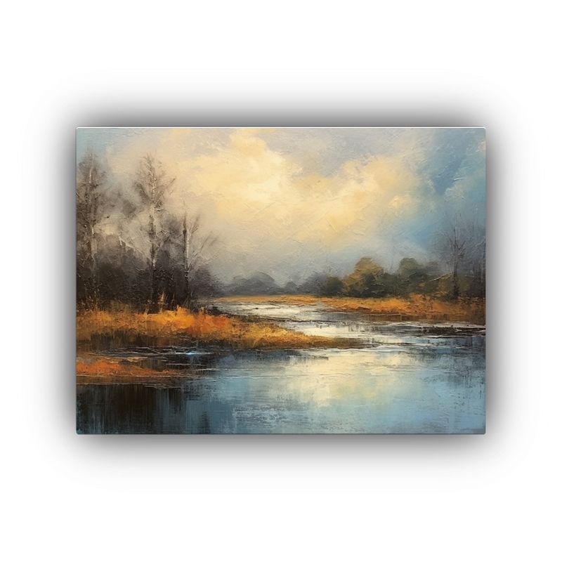GENERICO - Pintura De Paisaje Con Cielo Nublado Sobre Río Arte Inspir 120x80cm