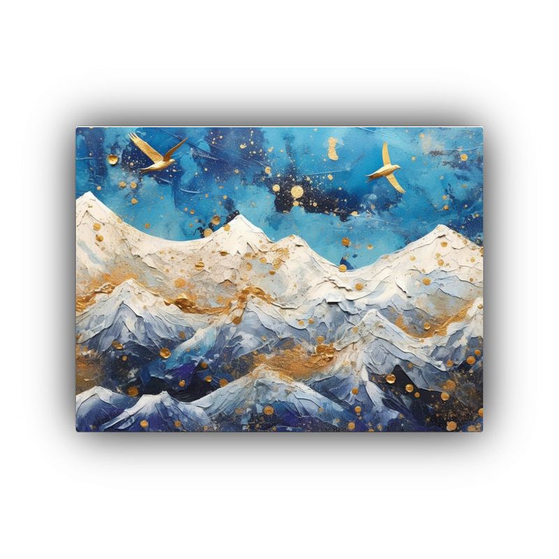 GENERICO - Cuadro Abstracto De Montañas Con Aves En Vuelo Lienzo Mode 120x80cm