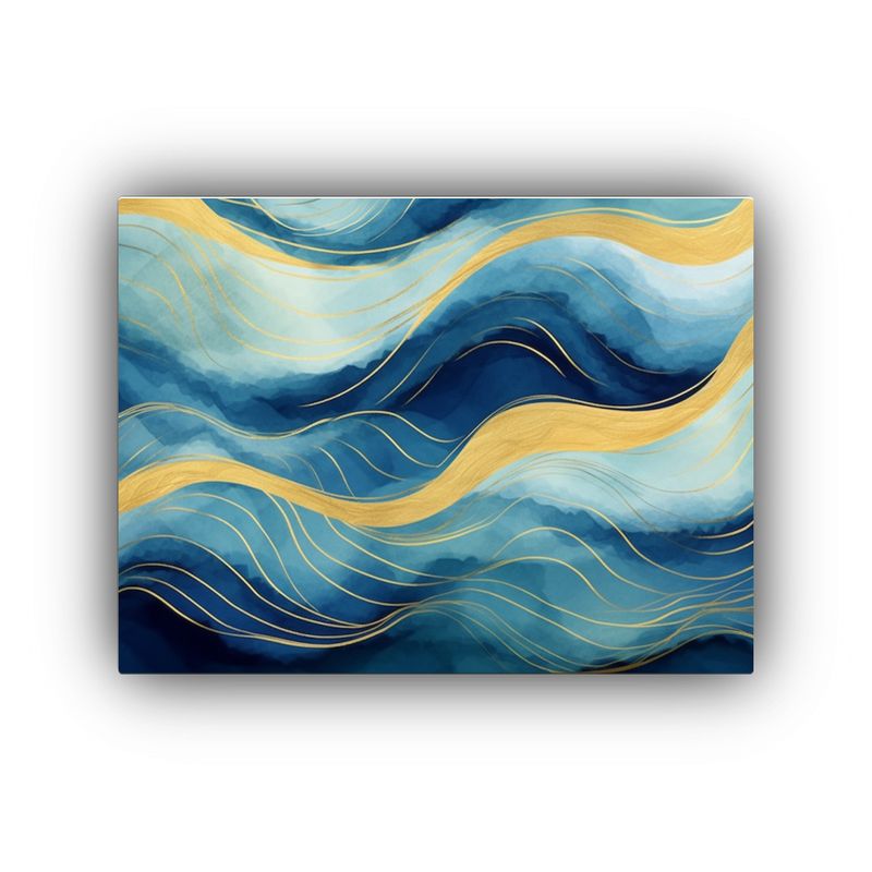 GENERICO - Fondo Abstracto De Olas Marinas Azules Y Doradas Para Decora 120x80cm