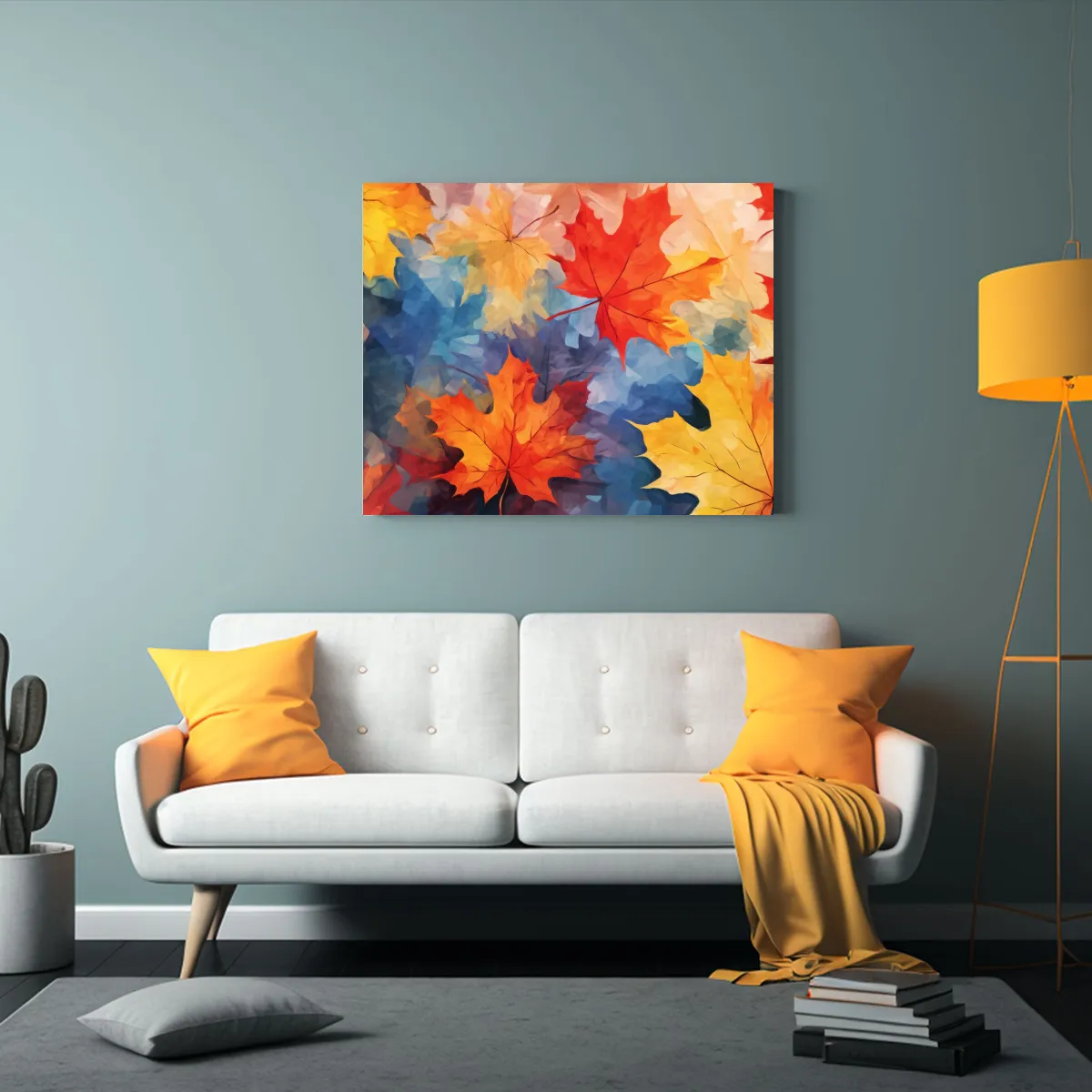 GENERICO - Cuadro De Otoño Con Hojas De Arce En Textura De Pincel Colo 120x80cm