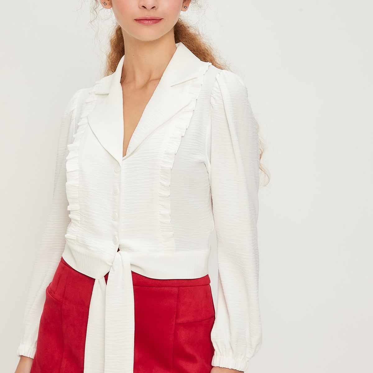 IO - Blusa Manga Larga Crudo Mujer Io