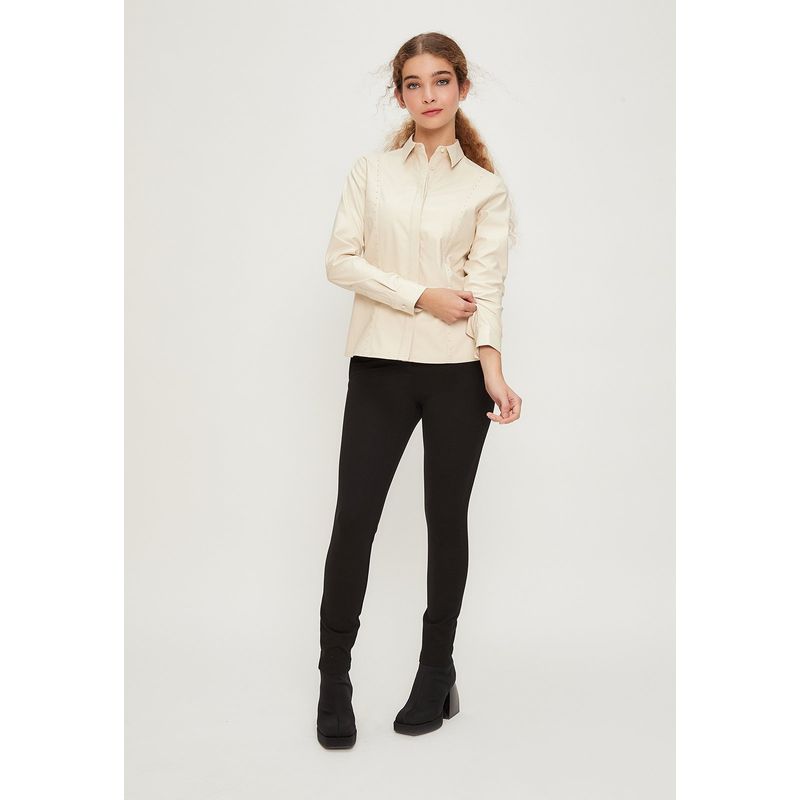 IO - Blusa Manga Larga Crudo Mujer Io