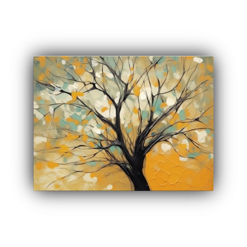 GENERICO - Cuadro Abstracto Amarillo Con árbol En Bastidor Rectangular 120x80cm