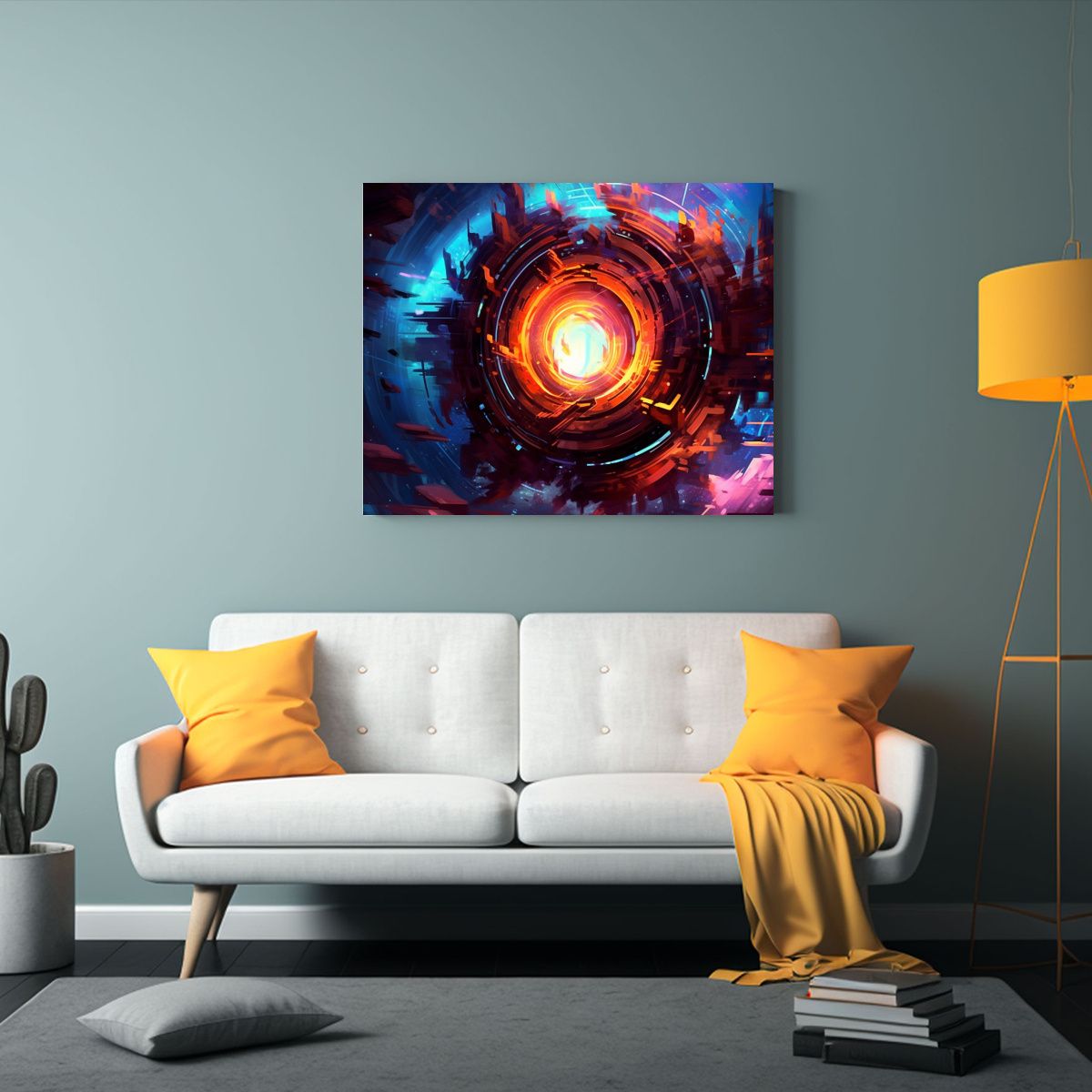 GENERICO - Pinturas Abstractas De Figuras Futuristas Acuarela Neon En G 120x80cm