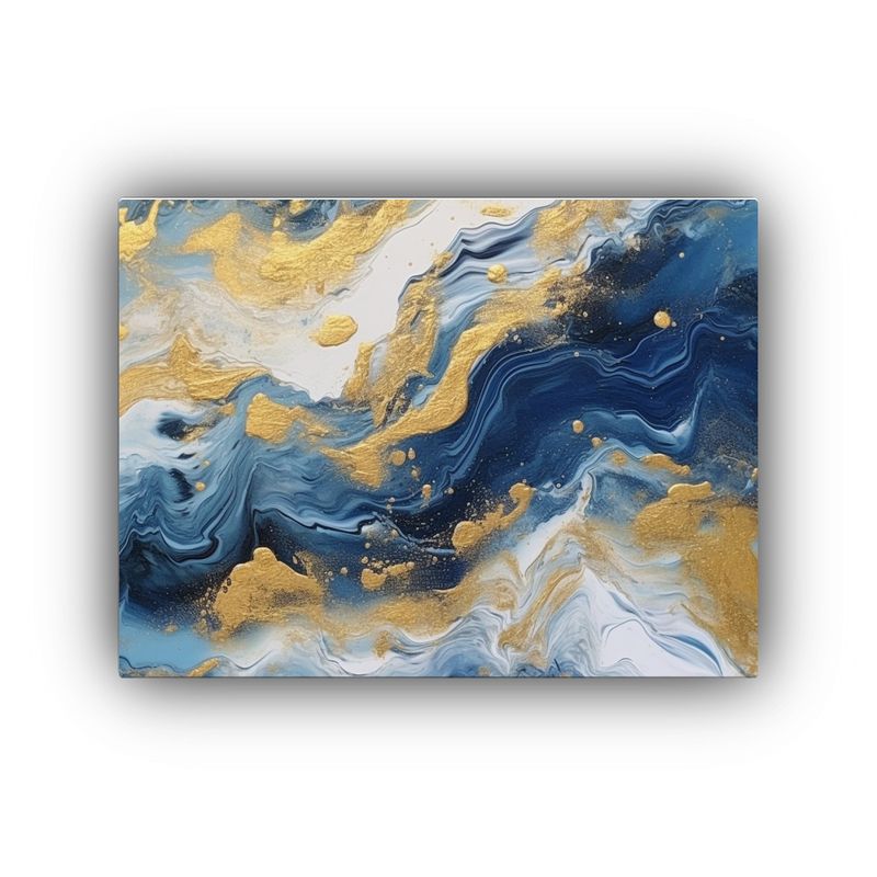 GENERICO - Cuadro Abstracto Luminoso Azul Y Dorado Para Decoración De  120x80cm