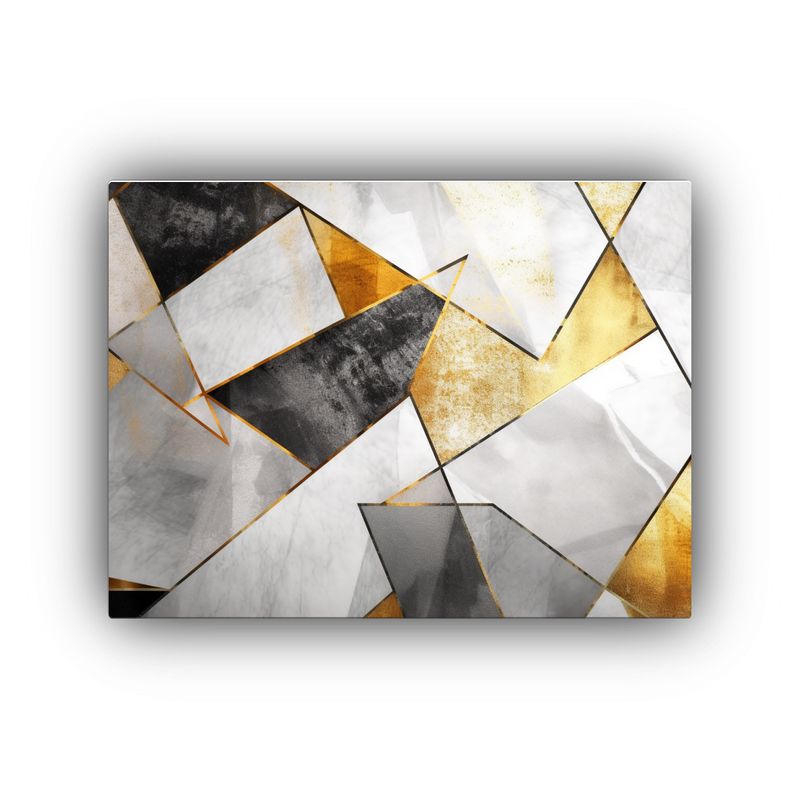 GENERICO - Lienzo Geométrico Abstracto En Tonos Plata Y Oro Para Decor 120x80cm