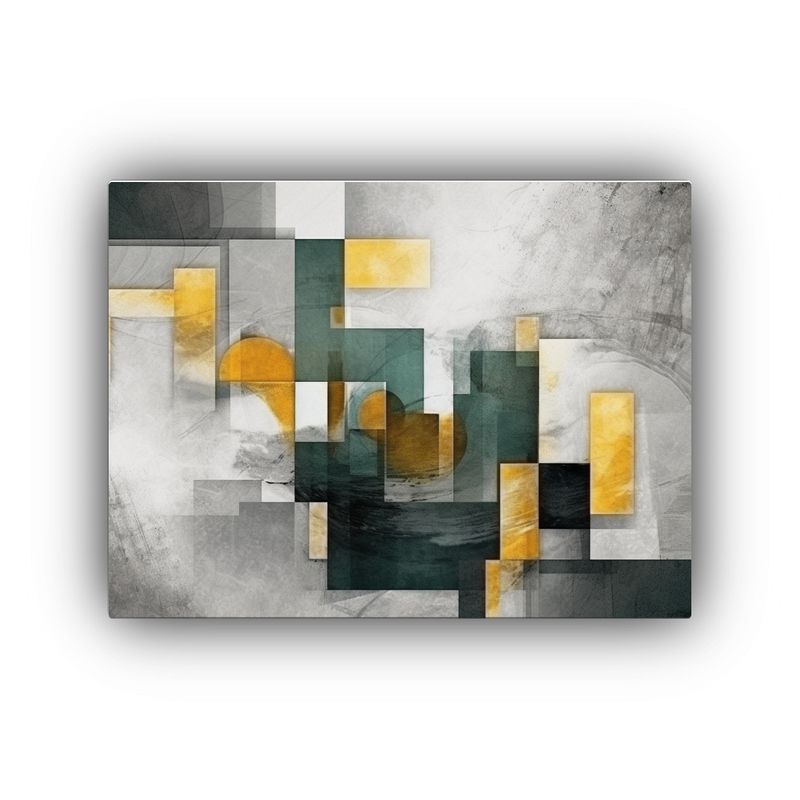 GENERICO - Pinturas De Decoración Vintage En Perspectiva Oro Geométri 120x80cm