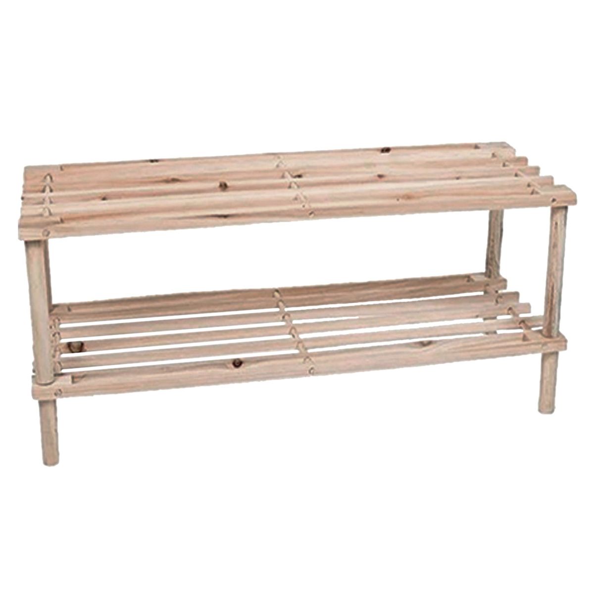 IMPORTCLICK - Zapatero Organizador De Madera 2 Niveles Café Claro Rectangular