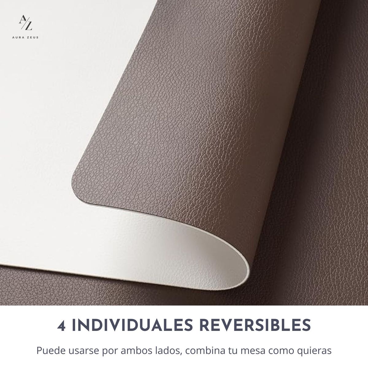 AZ AURAZEUS - Set 4 Individuales Ecocuero Impermeables Antimanchas Reversibles