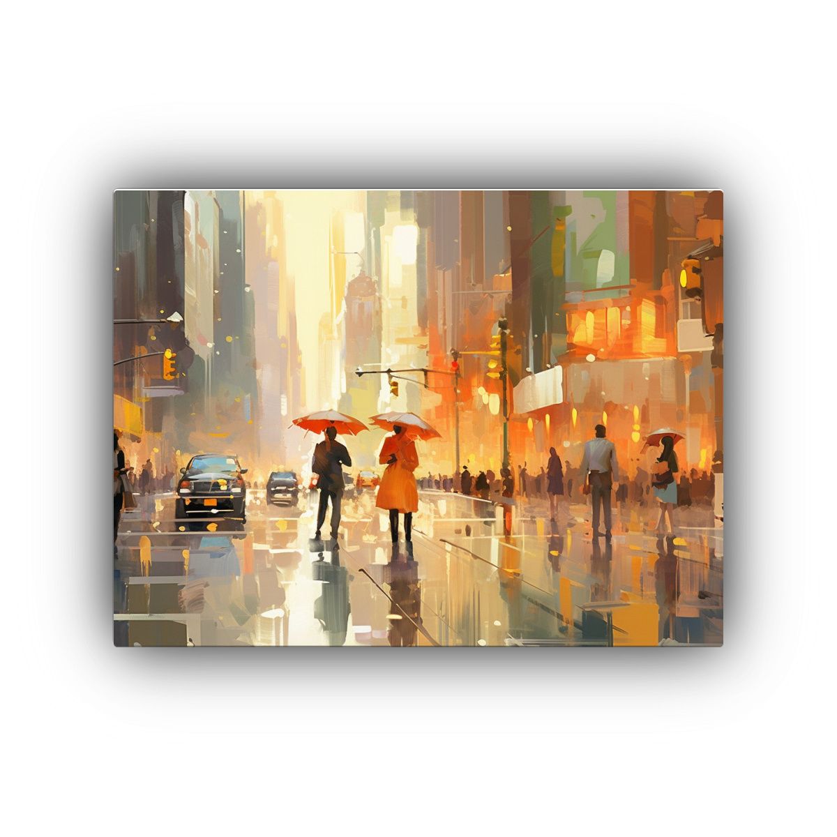 GENERICO - Impresión Arte En Lienzo Peatones Bajo La Lluvia 120x80cm