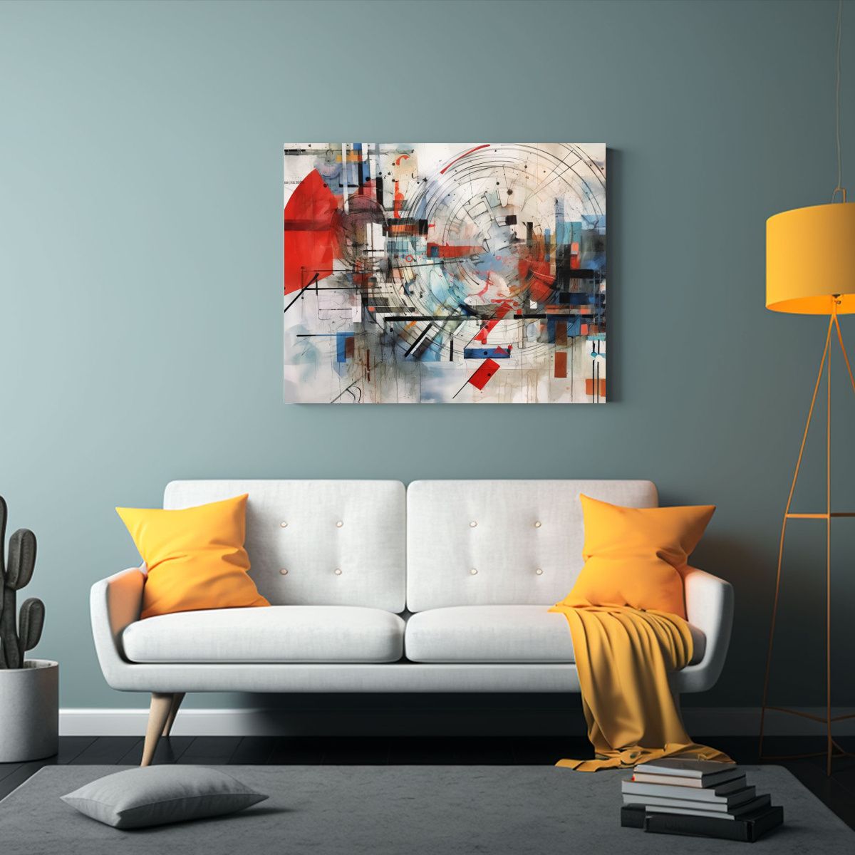 GENERICO - Cuadro Blanco Con Líneas De Colores En Armonía 120x80cm