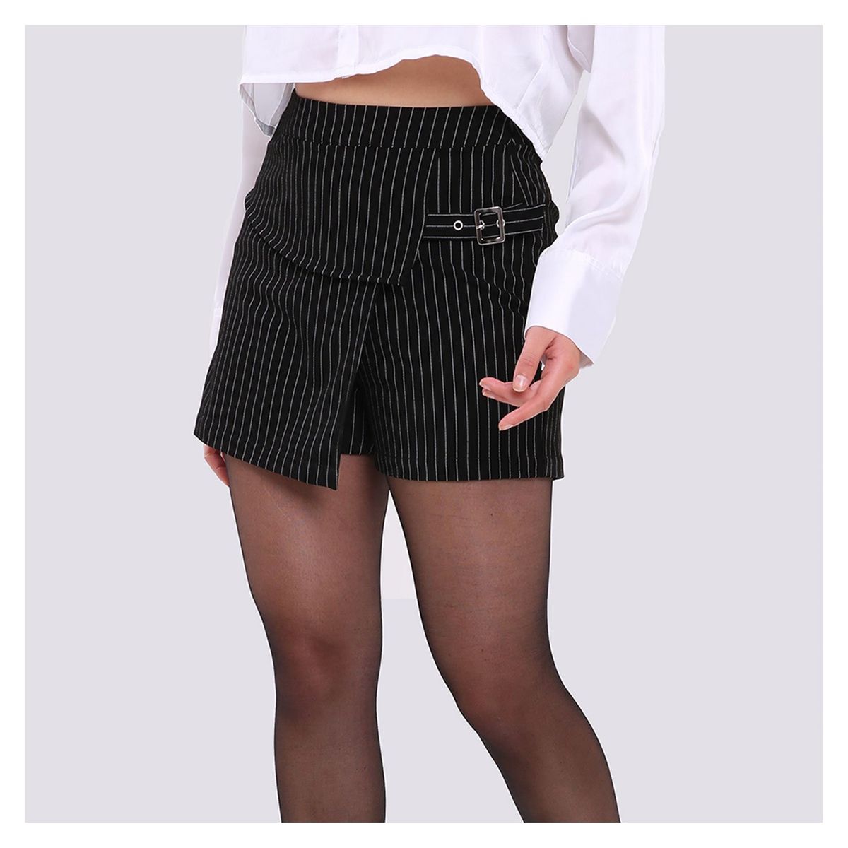 FASHION'S PARK - Falda Mujer Listada Negro Fashion's Park