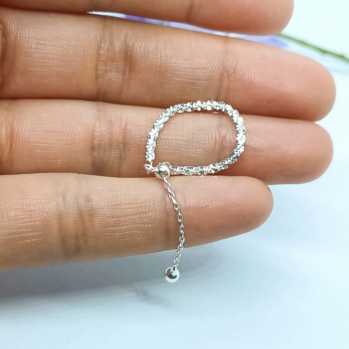 ELBAULDEJUMA - Anillo ajustable plata fina ley S925 chapado oro blanco 18kl