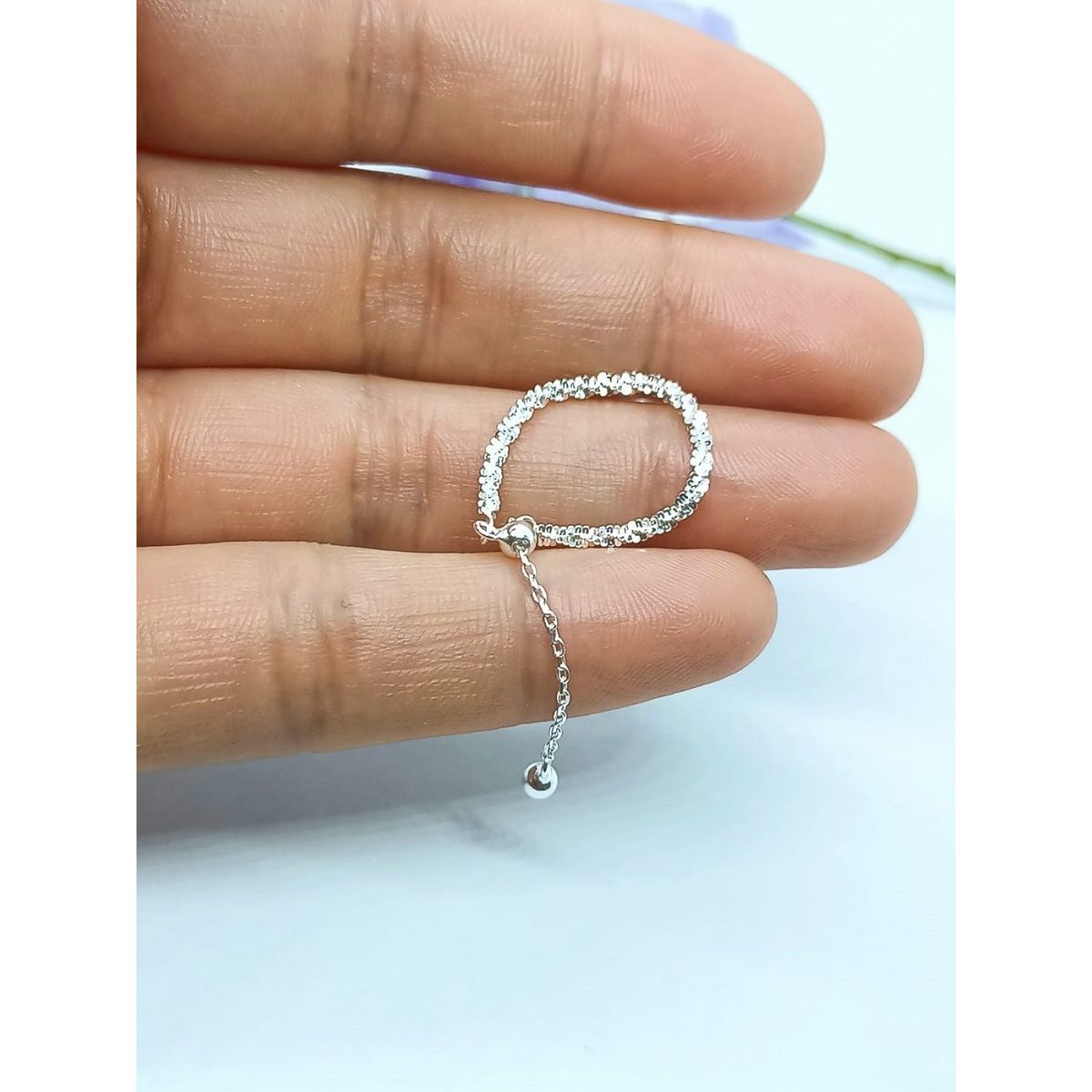 ELBAULDEJUMA - Anillo ajustable plata fina ley S925 chapado oro blanco 18kl