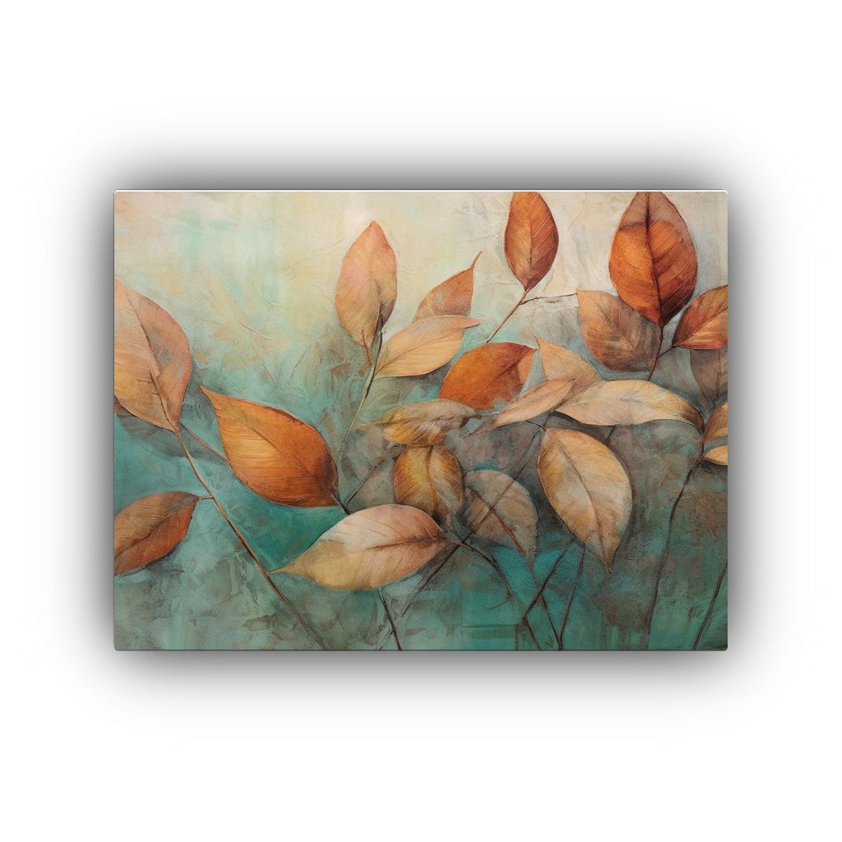 GENERICO - Pintura Inspiradora De Estrellas Y Hojas En Tonos Teal Y óx 120x80cm