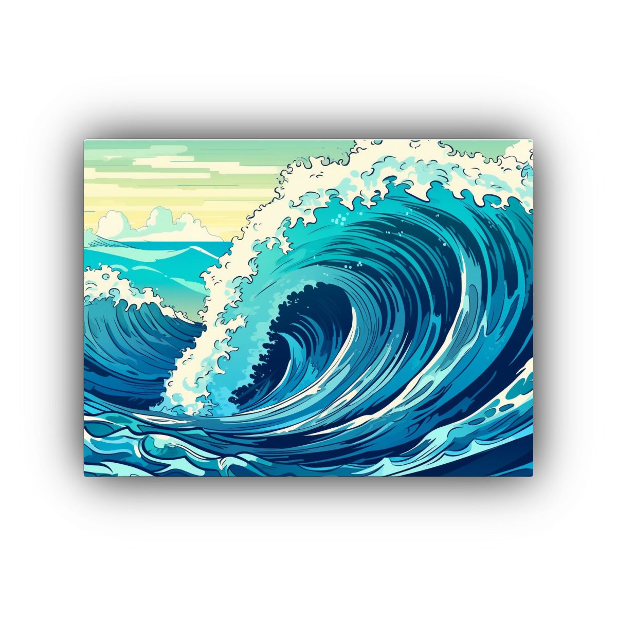 GENERICO - Pintura Decorativa De Gran Ola En El Mar Composición Simé 120x80cm