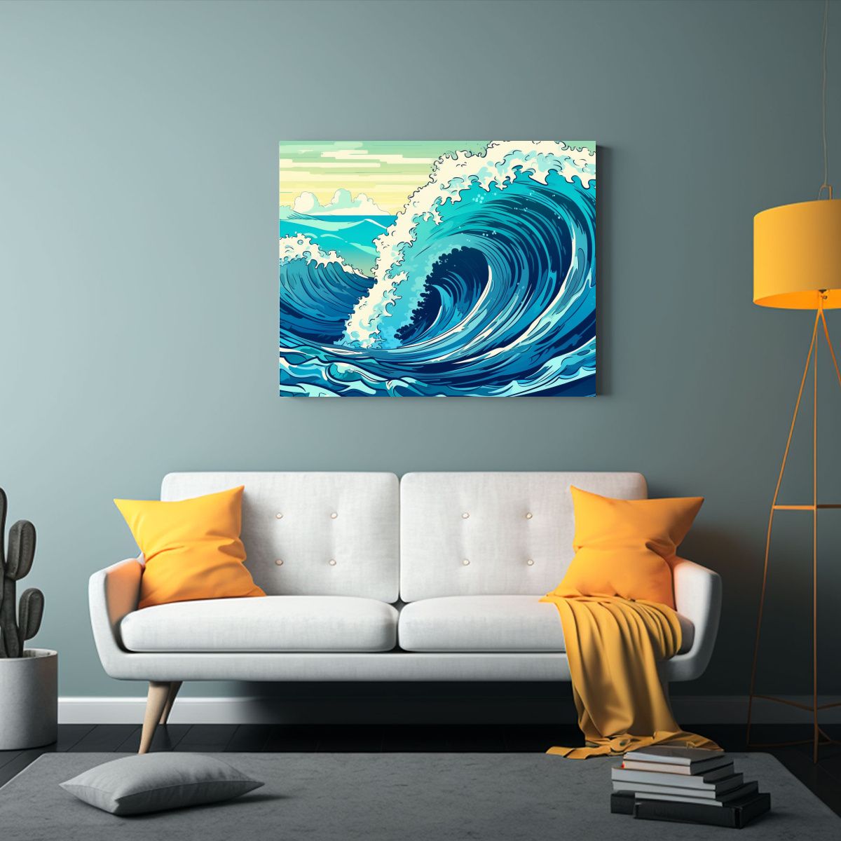 GENERICO - Pintura Decorativa De Gran Ola En El Mar Composición Simé 120x80cm