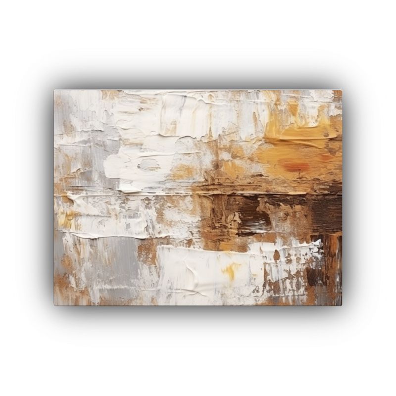 GENERICO - Cuadro Abstracto Rústico En Acrílico Blanco Y Dorado 120x80cm