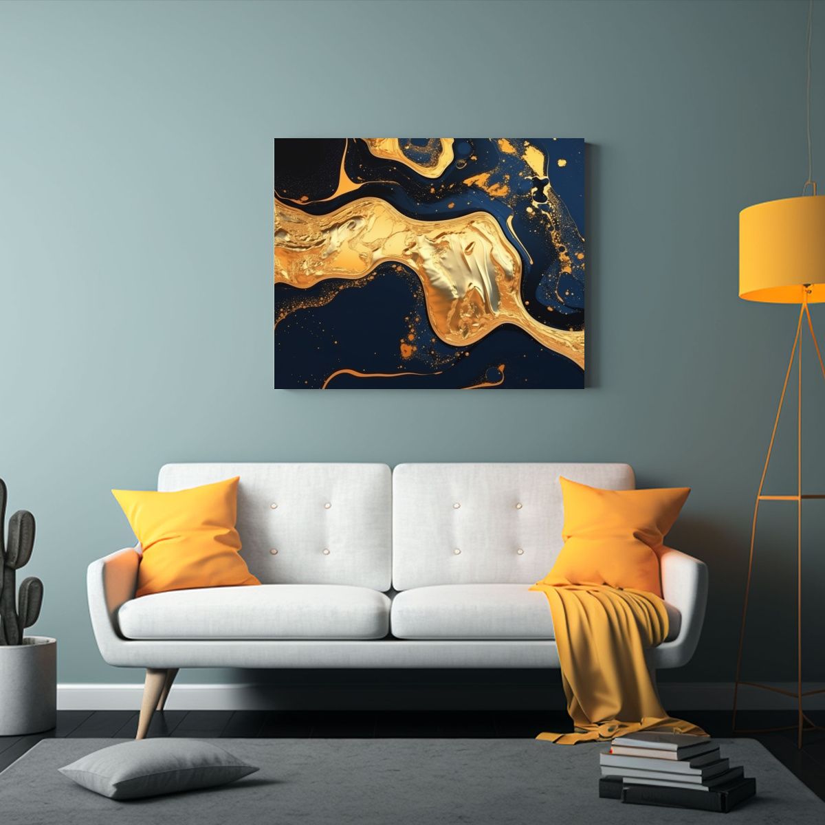GENERICO - Fondo Líquido Dorado Abstracto Urbano AI Creado Con Arte De 120x80cm