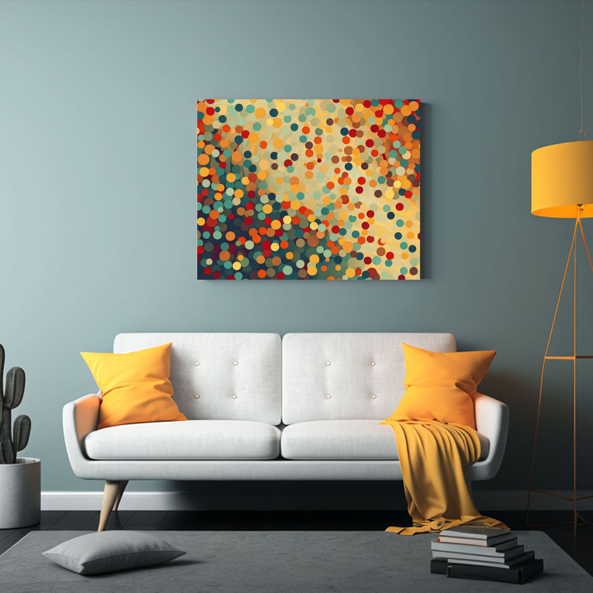 GENERICO - Arte De Pared Imagen Figuras Con Patrón Circular Amarillo  120x80cm